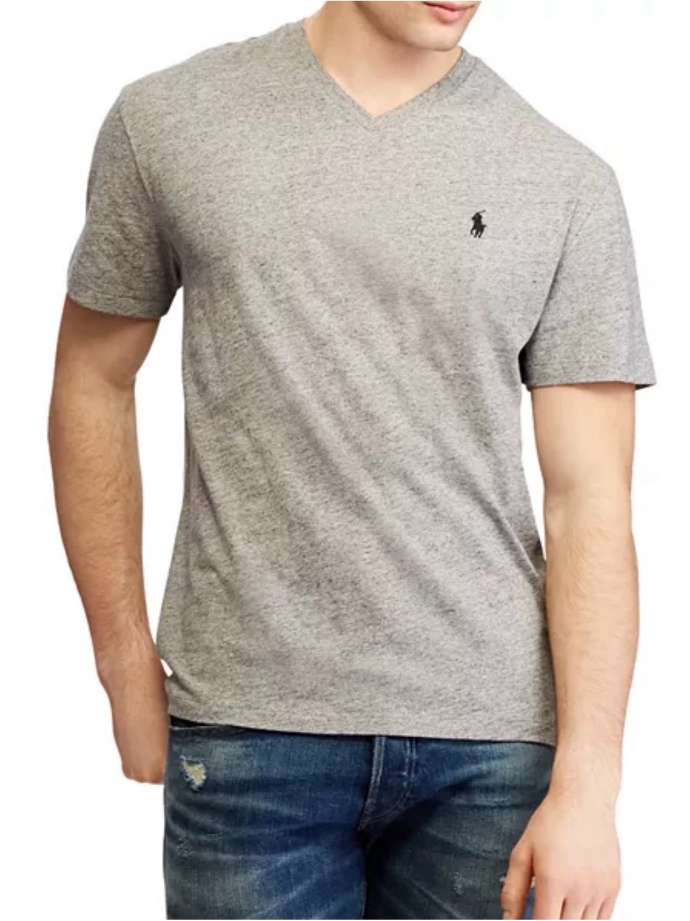 Polo by Ralph Lauren Heather Gray V-Neck Short Sleeve Tee